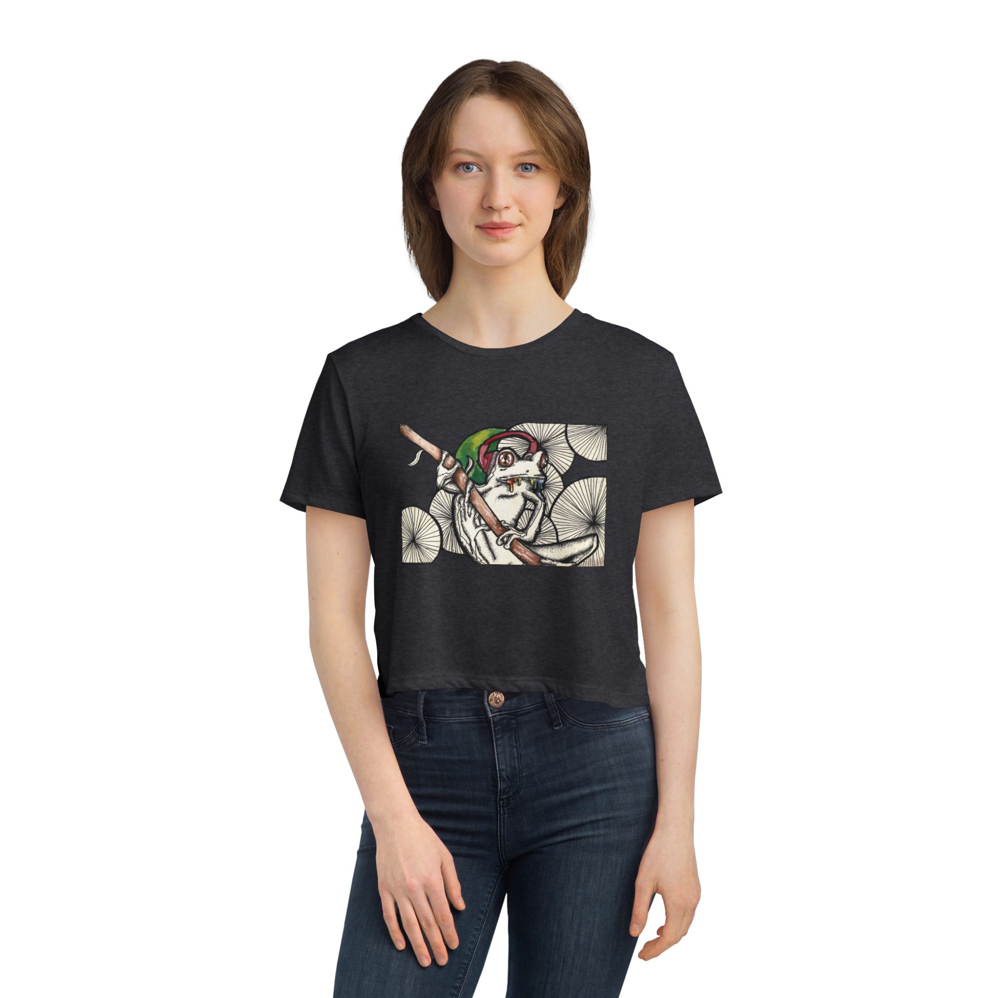 Cropped Tee - Trippy Frog Design - Image 19
