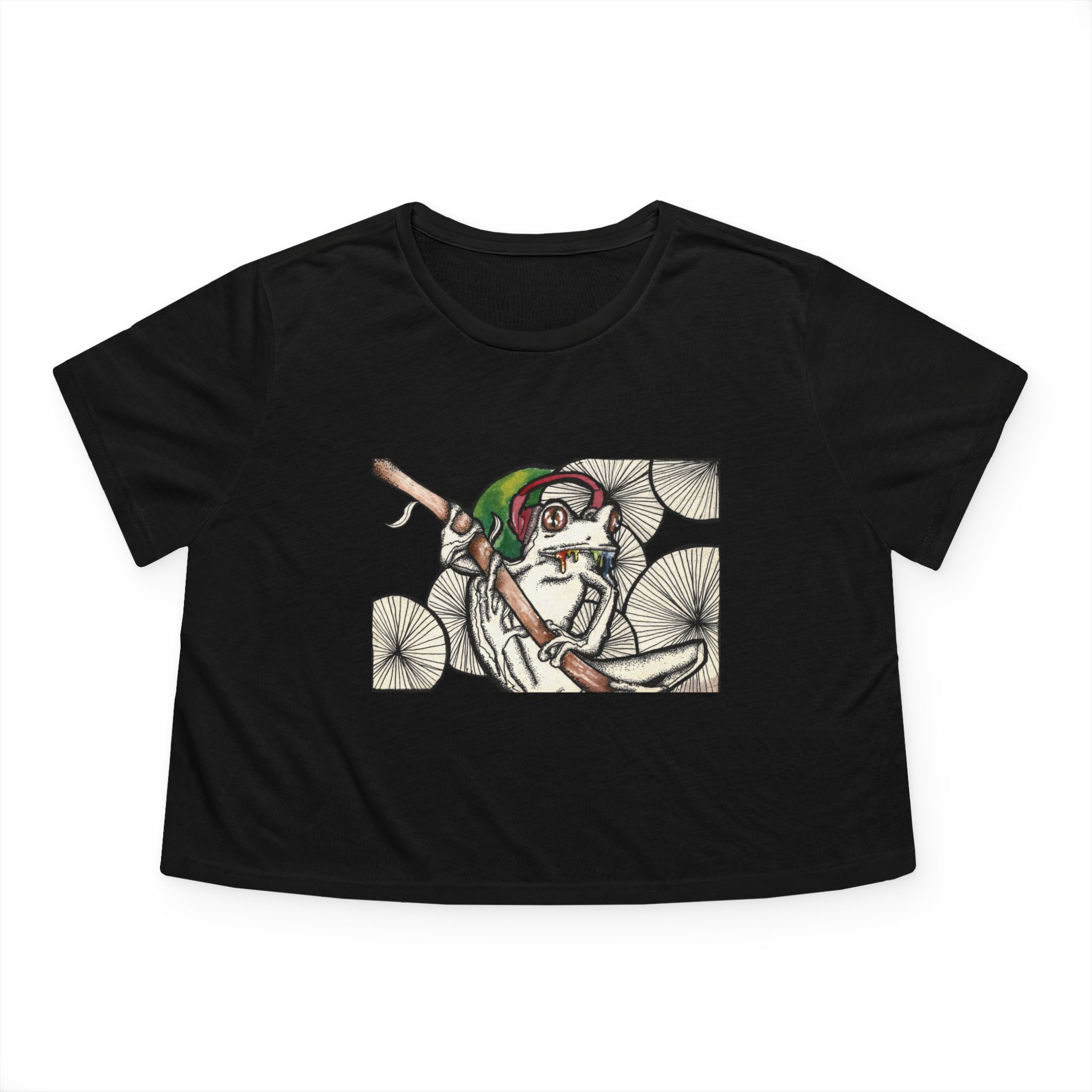 Cropped Tee - Trippy Frog Design - Image 9