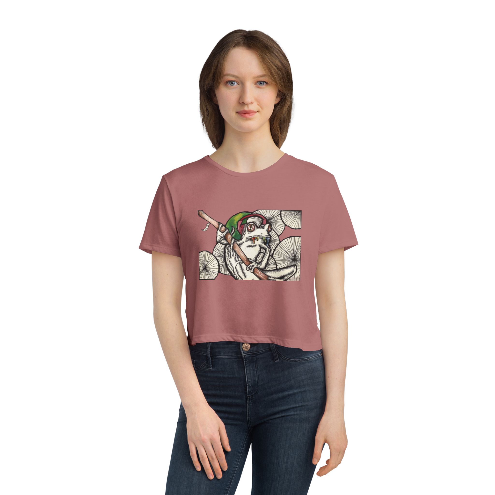 Cropped Tee - Trippy Frog Design - Image 7