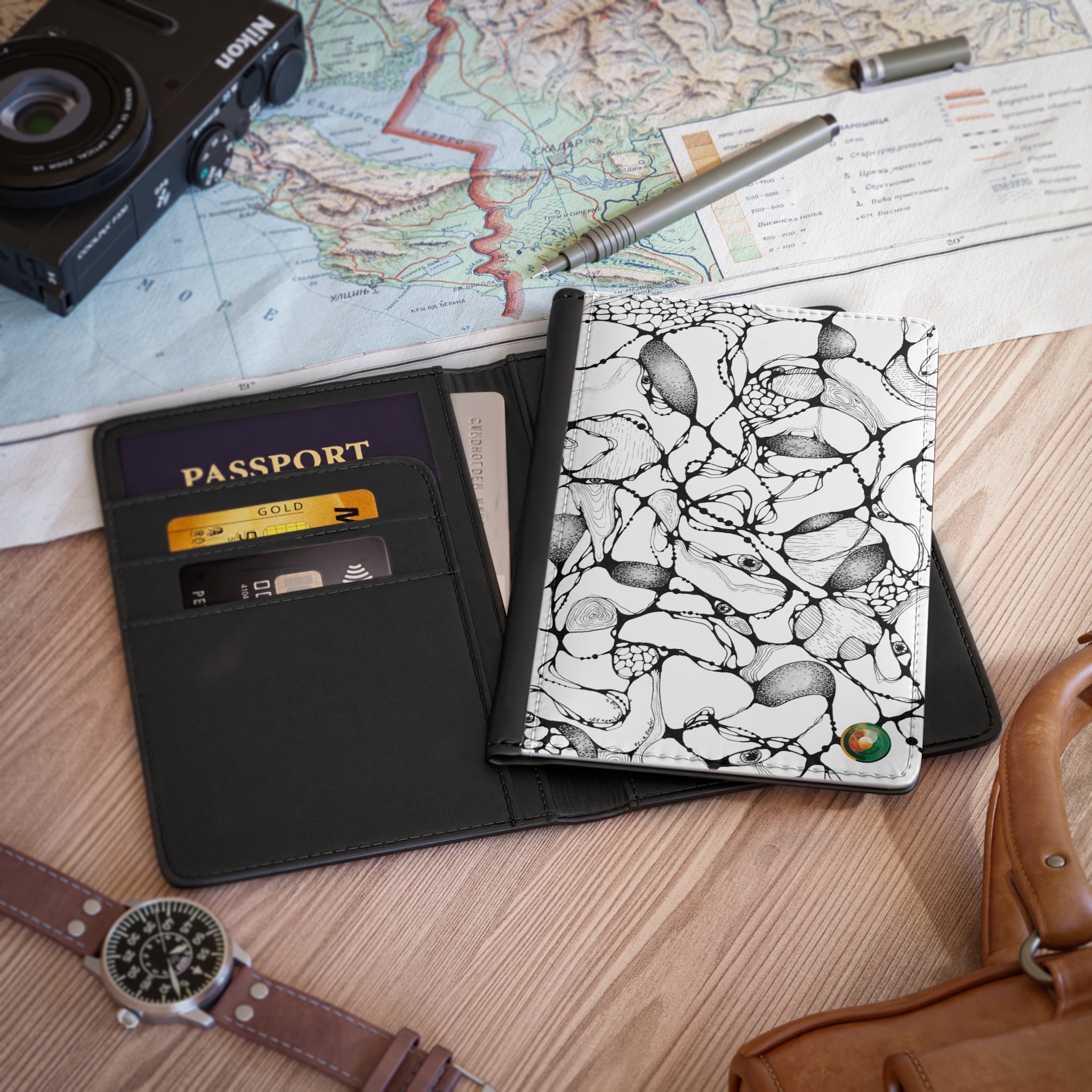Passport Cover - NERO WAVES Design - Image 4
