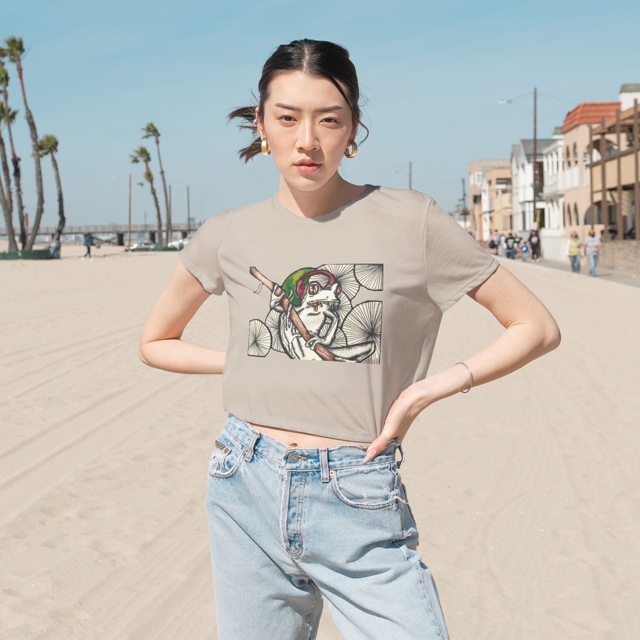 Cropped Tee - Trippy Frog Design - Image 16