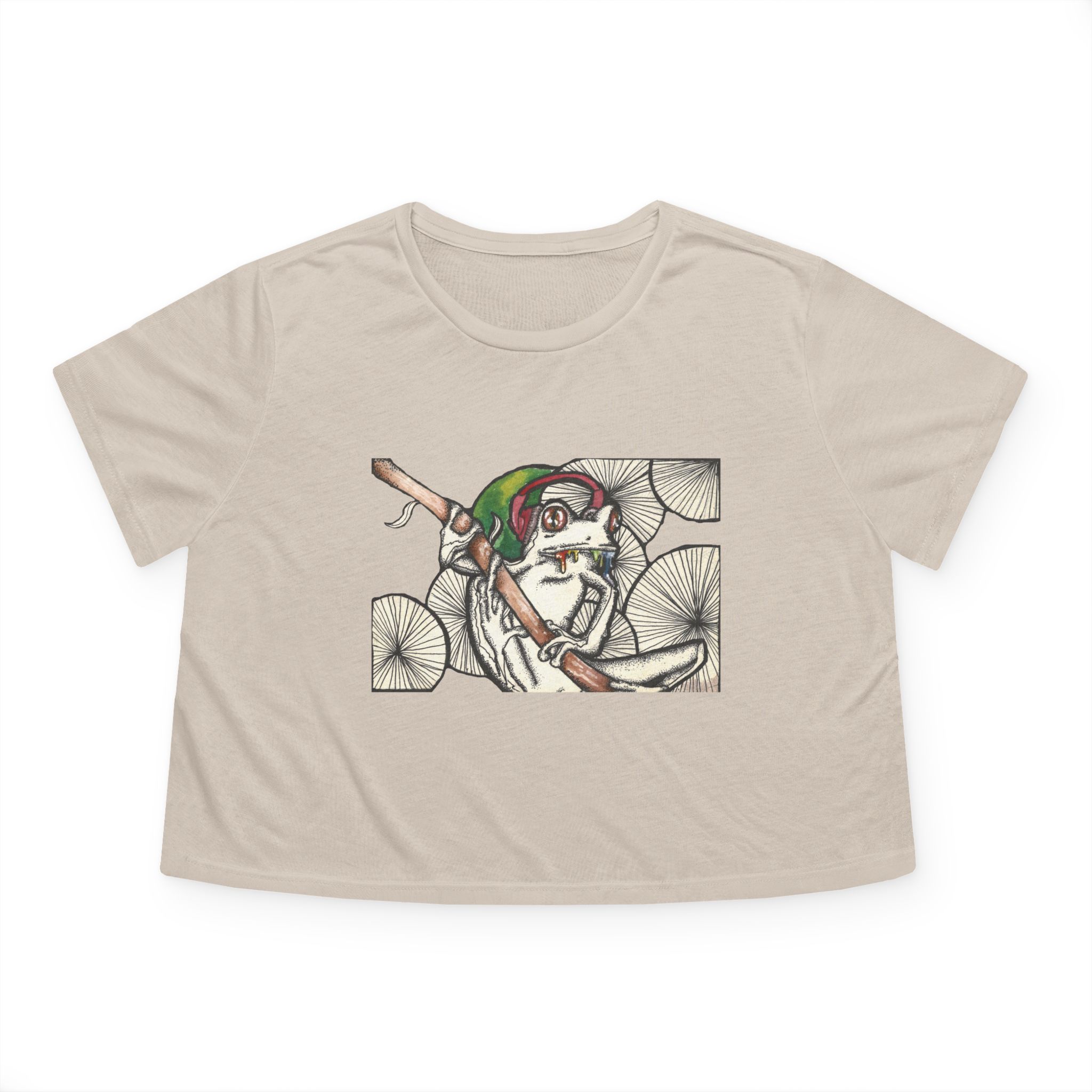 Cropped Tee - Trippy Frog Design - Image 13