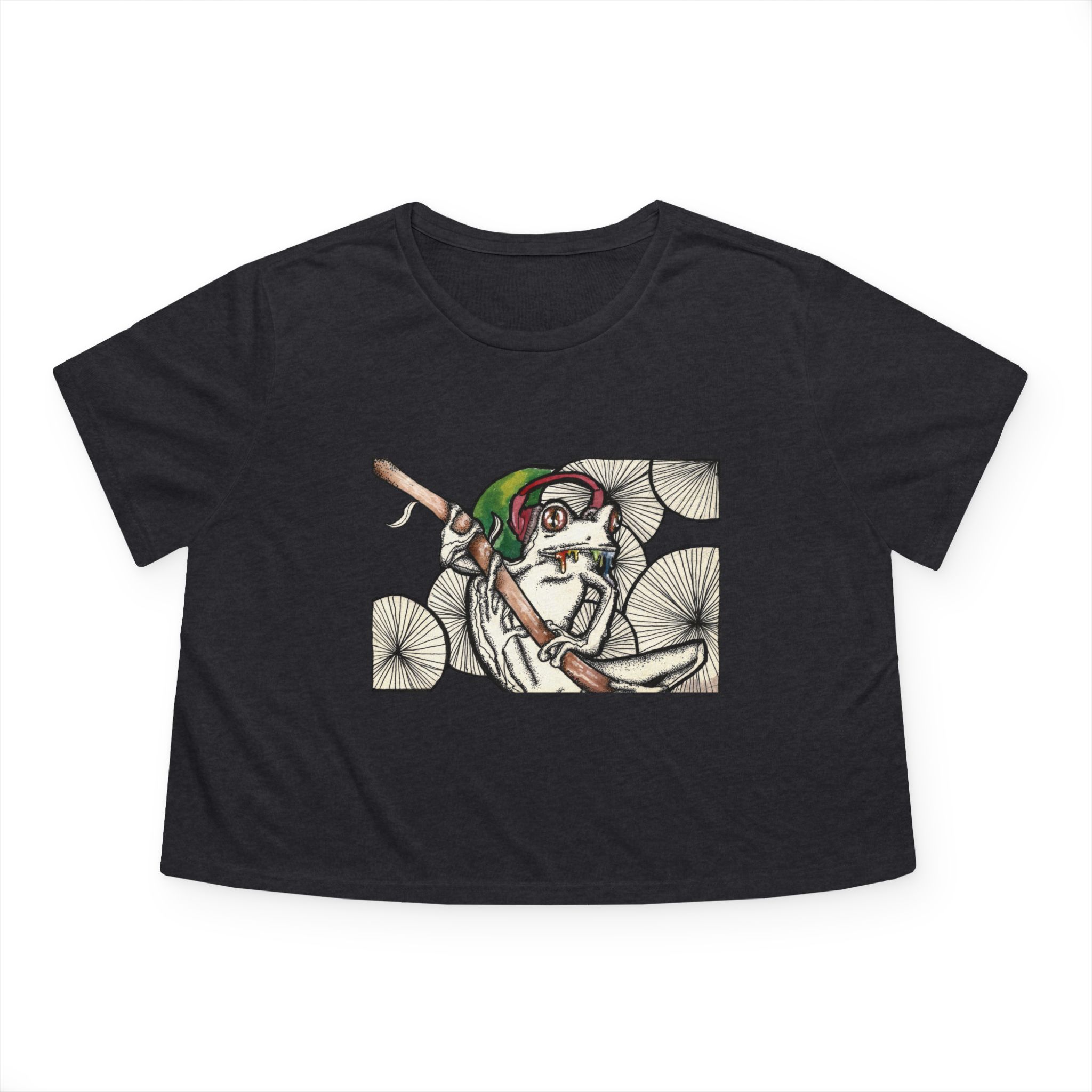 Cropped Tee - Trippy Frog Design - Image 17